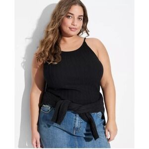 Wild Fable Women's Black Ribbed Halter Neck Tank Top XXS
